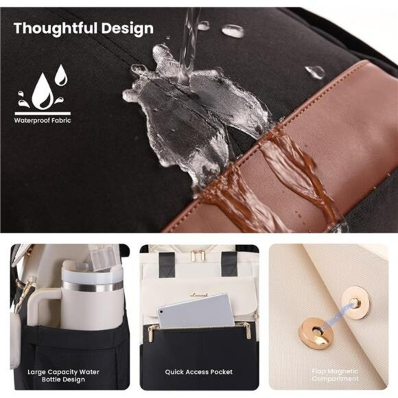 Large Waterproof Diaper Bag Backpack Tote with Insulated Pockets Baby Travel Bag - Picture 6 of 7